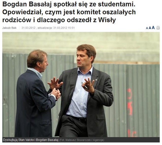 Relacja ze spotkania studentów studiów Zarządzanie w sporcie UJ z Bogdanem Basałajem - marzec 2012